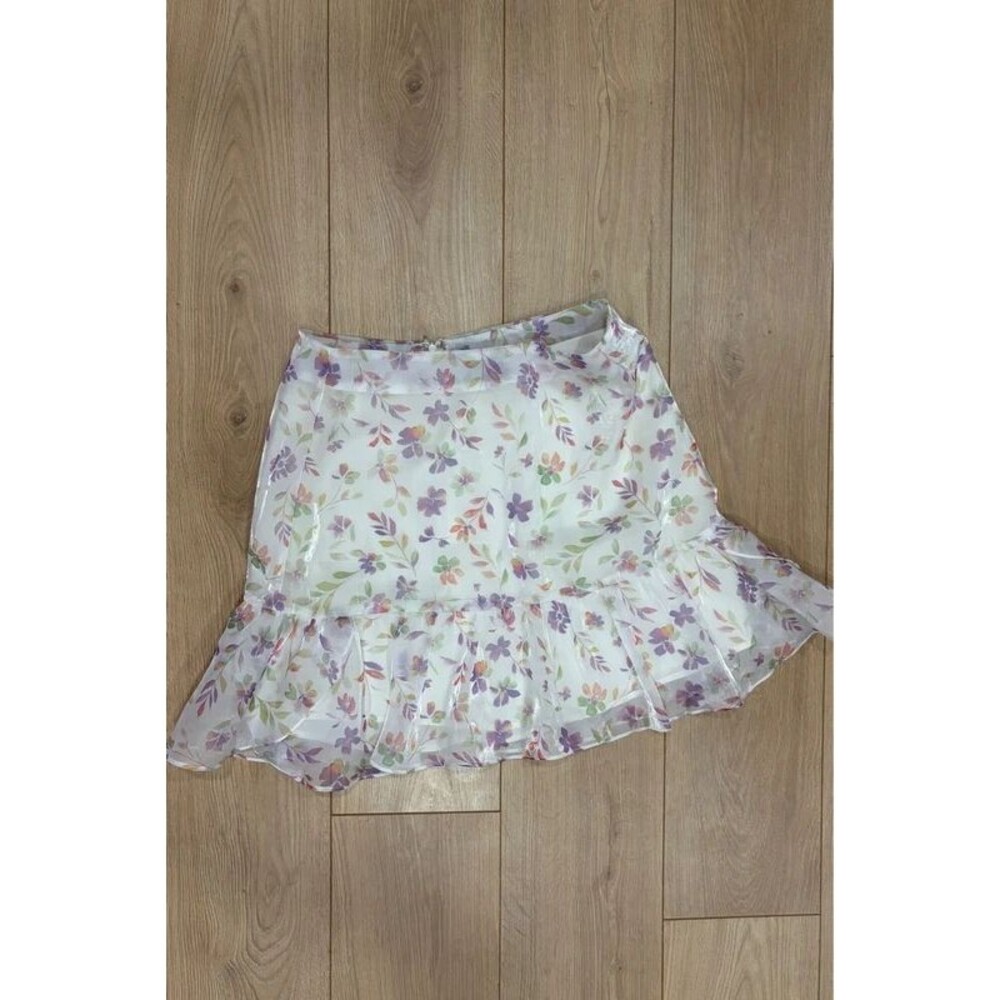 Wildfox Sydney Pastel Floral Ruffle Mini Skirt Size L